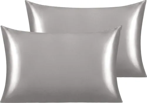 Vista 115 de NTBAY Paquete de 2 fundas de almohada estándar de satén para cabello y piel, lujosas y sedosas fundas de almohada con cierre de sobre, 20 x 26