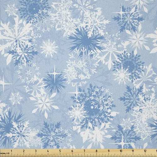 Vista 29 de Ambesonne Tela Navideña por Yarda, Tema Navideño Colorido Vivo Piñas de Pino Ramas Hombre de Jengibre Imagen de Bayas Estampada, Tela de Punto