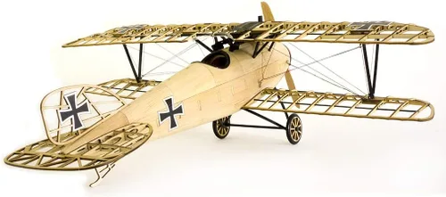 Vista 2 de Viloga Rompecabezas de madera 3D de avión de albatros D.III, kit de modelo de biplano de madera de balsa cortado con láser, rompecabezas de madera