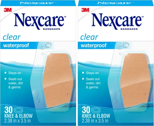 Vista 12 de Nexcare Vendas transparentes impermeables para rodilla y codo, se mantienen en la piel en el baño, ducha o piscina, 2.38 x 3.5 pulgadas, 30