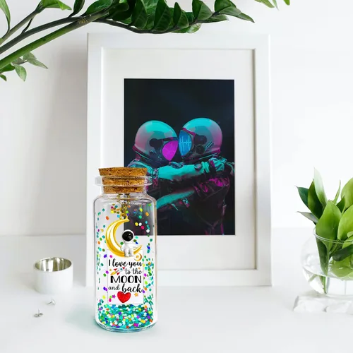 Vista 4 de Glow I Love You to the Moon and Back, mensaje romántico en una botella, regalo de aniversario luminoso en tarro de deseos, lindo regalo de San