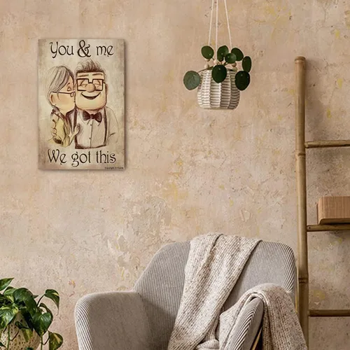 Vista 4 de Cusde Letrero de metal retro con texto en inglés "You and Me We Got This" para decoración de pared de café del hogar, 8 x 12 pulgadas