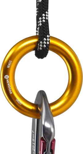 Vista 4 de NewDoar Rappel Ring 25kN Oro Grande O-Ring Cuerda Conector para Escalada Arborista Rescate Hamaca y Slackline