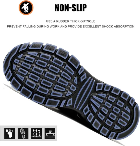 Vista 5 de LIWEGHT Zapatos de punta de acero para mujer, zapatos de seguridad ligeros para mujer, cómodos zapatos de punta de acero compuestos, zapatos