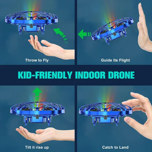 Vista 3 de Dron operado a mano para niños - Dron de fácil vuelo con sensor de movimiento AI, drones recargables para niños de 8-12 y 6-8 años, mini