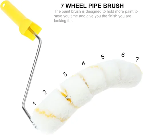 Vista 5 de TEHAUX Cepillo profesional para pintura de tuberías con 7 ruedas, herramienta de pintura de tubo ligero para tuberías de agua de gas natural, fácil