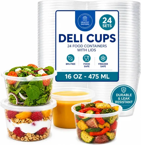 Vista 13 de Healthy Packers Contenedores de almacenamiento de alimentos con tapas herméticas, tarros de plástico transparente para almacenamiento de alimentos