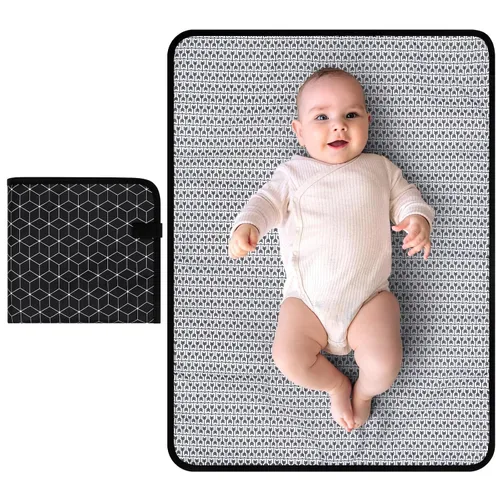 Vista 13 de Accmor Cambiador de pañales portátil, tapete cambiador de bebé impermeable, plegable y portátil, cambiador de viaje para bebé, negro