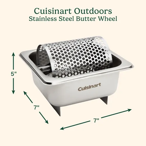 Vista 6 de Cuisinart Rueda de Mantequilla de Acero Inoxidable, Rodillo de Mantequilla con Fondo Elevado para Parrilla para Costra Dorada y Extensión Uniforme