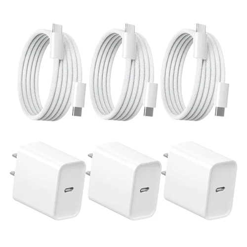 Vista 10 de Cargador de iPhone [certificado Apple MFi] Apple Block USB C enchufe rápido de pared con cable USB C a Lightning de 3 pies para iPhone 14 Pro