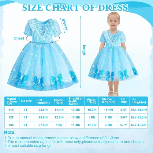 Vista 3 de Chuarry Vestido de disfraz de Elsa para niñas, accesorios de disfraz de princesa, para Navidad, cumpleaños, fiesta, cosplay
