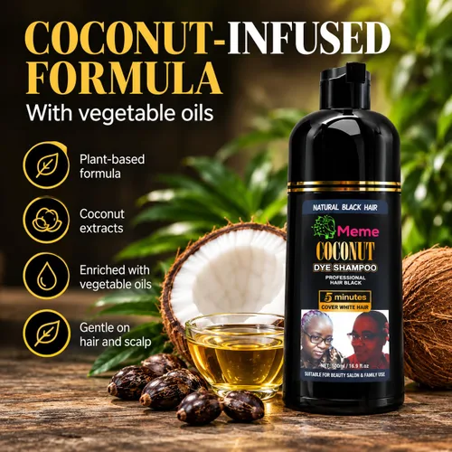 Vista 2 de Meme - Champú con infusión de aceite de coco de 16.9 onzas líquidas, color vibrante, resistente a la decoloración, suave para el cuero cabelludo