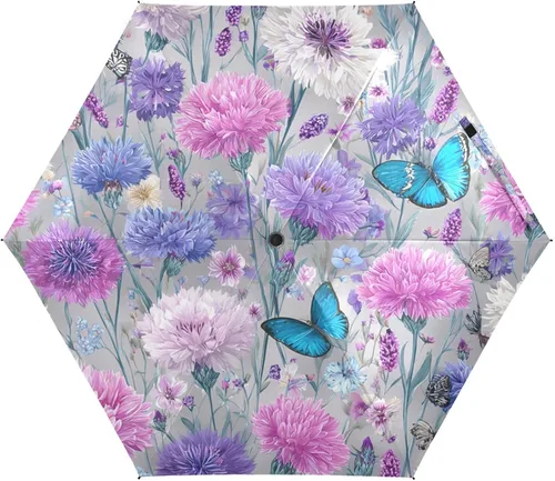 Vista 33 de Sombrilla de viaje plegable compacta con protección UV para 99% de protección UV, resistente al viento, a prueba de lluvia, pequeña sombrilla