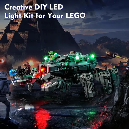 Vista 4 de LocoLee Kit de luces LED para Lego Spider Tank 75361, accesorios de iluminación para bricolaje, compatibles con Lego 75361, juego de construcción