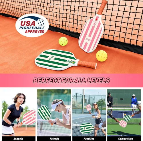 Vista 7 de Pickleball Paddles Set of 2/4, USAPA Approved Lightweight Fiberglass Pickleball Set with 4 Pickleballs, 1 Pickleball Sling Bag, Pickleball Gifts for