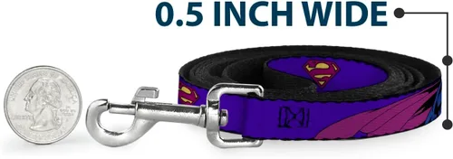 Vista 4 de Buckle-Down Correa para mascotas - Superman Shield Blue - 4 pies de largo - 1" de ancho