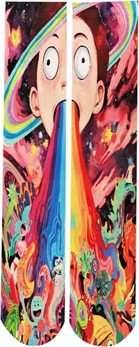 Vista 41 de KACOLOR Divertidos calcetines unisex para hombre, calcetines largos de compresión con impresión 3D
