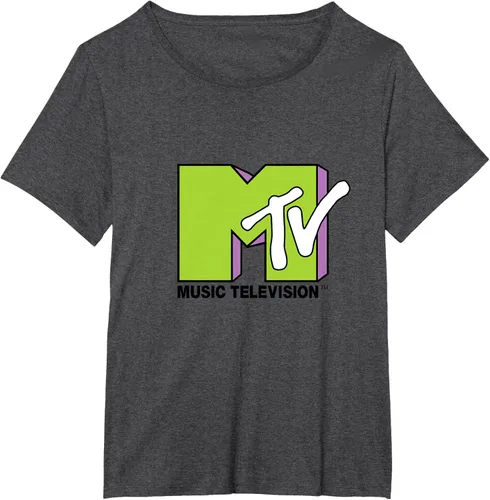 Vista 23 de Camiseta de tratamiento de relleno con logotipo MTV verde lima y morado, Negro, S Azul Marino