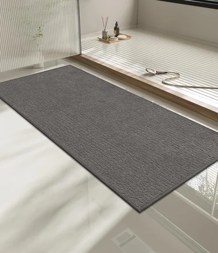 Vista 34 de Chakme Juego de 2 alfombras de baño ultrafinas, absorbentes, antideslizantes, lavables a máquina, color negro, 17 x 24 pulgadas / 17 x 30 pulgadas