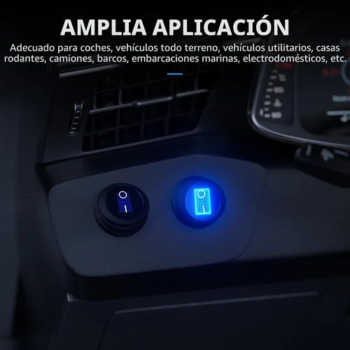 Vista 6 de DaierTek Interruptor basculante impermeable de 12 V y 20 A con luz LED azul, redondo, 3 pines, 12 voltios, palanca iluminada resistente a