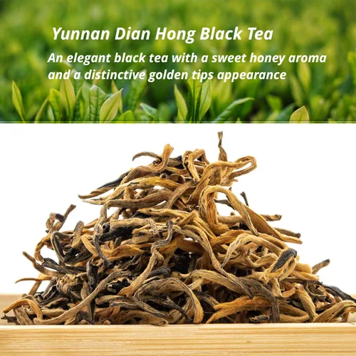 Vista 2 de oriarmcha Fengqing Dian Hong Honey Aroma – Té negro Hoja suelta Yunnan Dianhong – Té Imperial Chino de Mono Dorado – 3.53 oz Ziplock Bolsa resellable