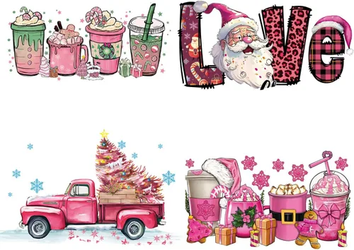 Vista 16 de Calcomanías de transferencia para ropa 2024 con texto en inglés «Merry Christmas» – Decoración navideña para planchar en el coche, gnomo de Papá