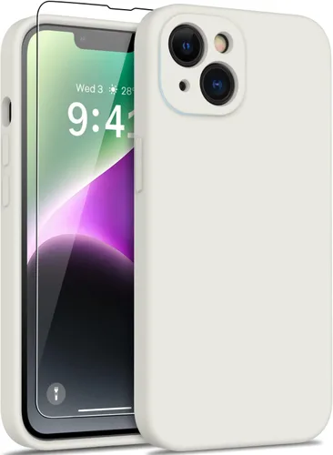 Vista 16 de DEENAKIN Funda compatible con iPhone 14 Plus con protector de pantalla, funda mejorada para cámara, goma de gel de silicona suave probada contra