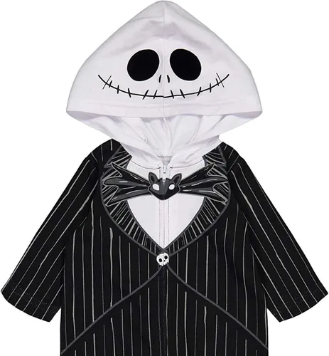 Vista 6 de Disney Nightmare Before Christmas Jack Skellington - Disfraz de bebé con cremallera para recién nacidos a bebés