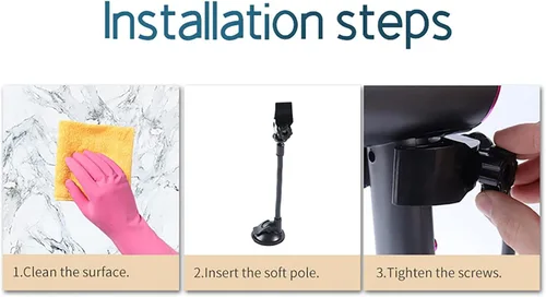 Vista 5 de Soporte multifuncional para secador de pelo, manos multifuncionales, soporte para teléfono montado en la pared con brazo ajustable, abrazadera