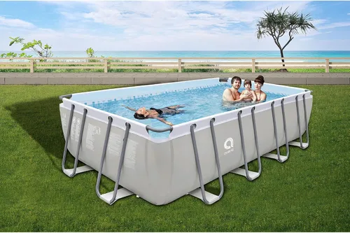 Vista 4 de JLeisure Avenli 17776 - Piscina rectangular sobre el suelo con marco de acero, de 18 x 10 x 4 pies, con kit de reparación, color gris