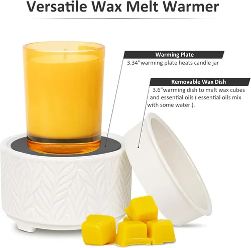 Vista 4 de EQUSUPRO Calentador de cera para derretir cera perfumada 3 en 1, calentador eléctrico de cera de cerámica, quemador, derretidor de cera de fragancia