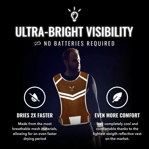 Vista 3 de Reflective Running Vest with Pocket & 2 Bands, High-Visibility