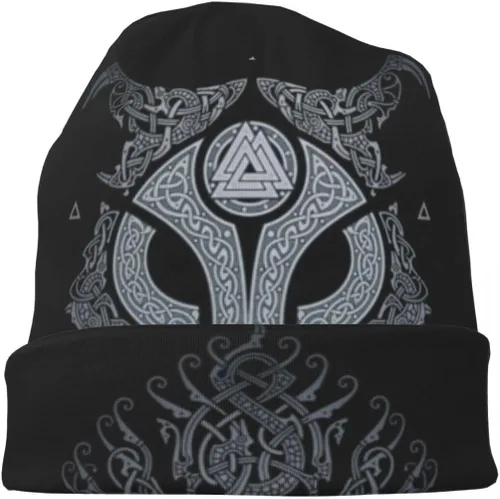 Vista 6 de Gorro de tatuaje de lobo vikingo para hombre, unisex, para parejas, mito nórdico, Odin Fenrir 3D, con estampado completo