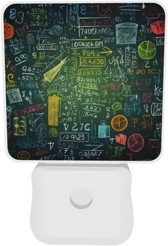Vista 7 de Paquete de 2 luces LED de noche enchufables con preguntas matemáticas, luces nocturnas enchufables a la pared, lámpara de noche moderna con sensor