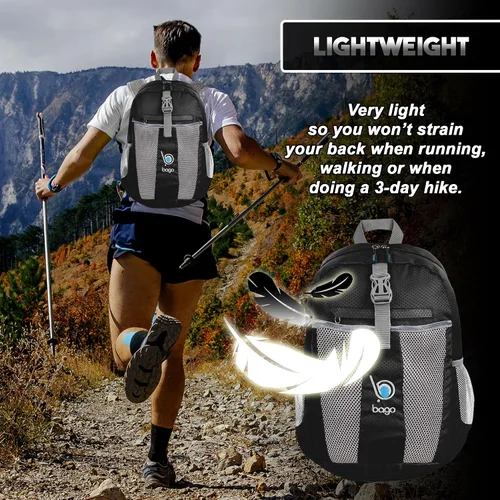 Vista 5 de Bago Mochila liviana Mochila plegable impermeable para viajes y deportes. Mochila plegable y que se puede guardar en una funda para adultos, hombres