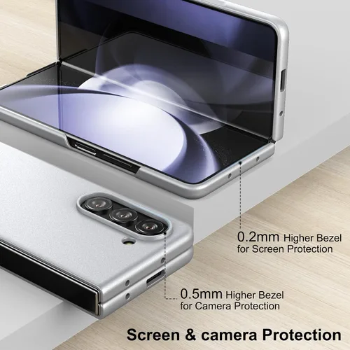 Vista 7 de Funda delgada para Galaxy Z Fold 5, [película de pantalla frontal dura transparente incorporada + parte trasera de policarbonato duro]