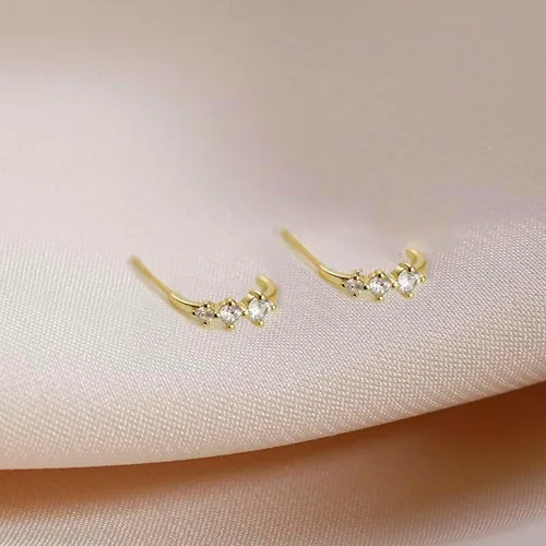 Vista 4 de brazalete pequeño aro abierto diamand oro plata