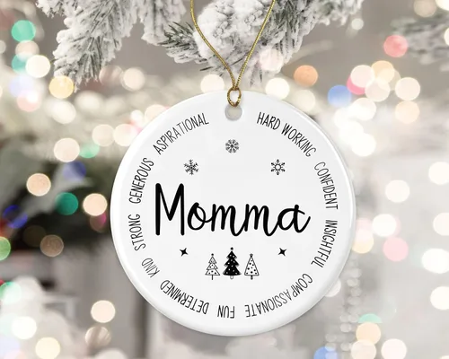 Vista 2 de Descriptive Momma Ornament, Best Momma Ever Ornament, Momma Xmas Keepsake Gift from Daughter Or Son, New Momma Ornament, First for Momma Printed on