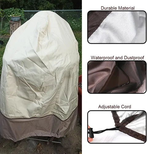 Vista 3 de J&C Cubierta de fuente 420D resistente al aire libre para accesorios de fuente de patio de invierno, impermeable, resistente a la decoloración Beige