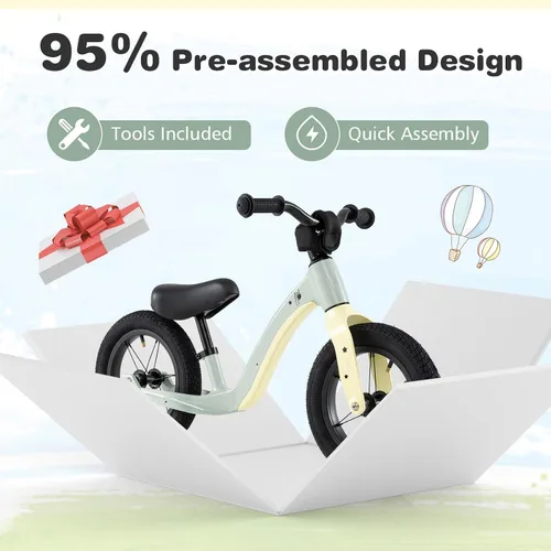 Vista 14 de BABY JOY Bicicleta de equilibrio de 12 pulgadas, marco de aleación de magnesio con asiento ajustable, manubrio giratorio de 360° y neumáticos