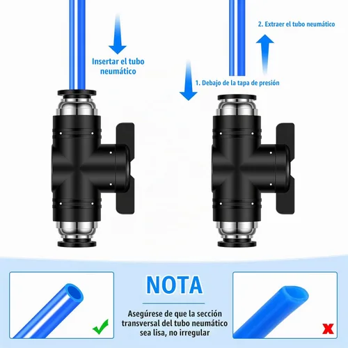 Vista 5 de Flutesan 5 piezas 1/2" x 1/2" DE empuje para conectar válvula de bola neumática Válvula de control de flujo de aire PVC Accesorios de tubo