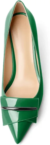 Vista 3 de Eldof Tacones de cuña bajos para mujer, zapatos de tacón de cuña con lazo de 2 pulgadas, zapatos de vestir para fiestas, bodas y noches