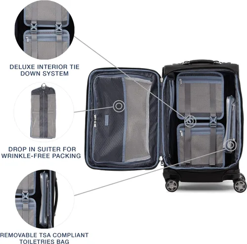 Vista 5 de Travelpro Platinum Elite-Softside - Maletas expansible con ruedas giratorias, Negro shadow), 409186101