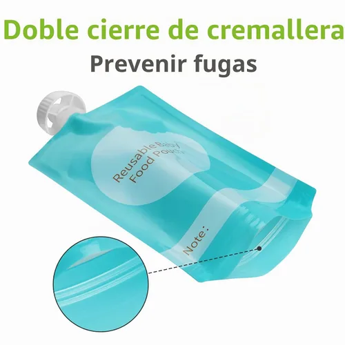 Vista 3 de Kirecoo Bolsas Reutilizables para Comida de Bebé - 12 Piezas de 7oz Bolsas Rellenables para Almacenamiento de Comida de Bebé, Exprime Puré
