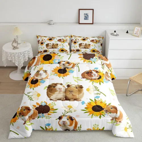 Vista 60 de Castle Fairy Juego de edredón con diseño de gato lindo para niños, tamaño twin, juego de ropa de cama con hojas de flores, luna, noche y cielo