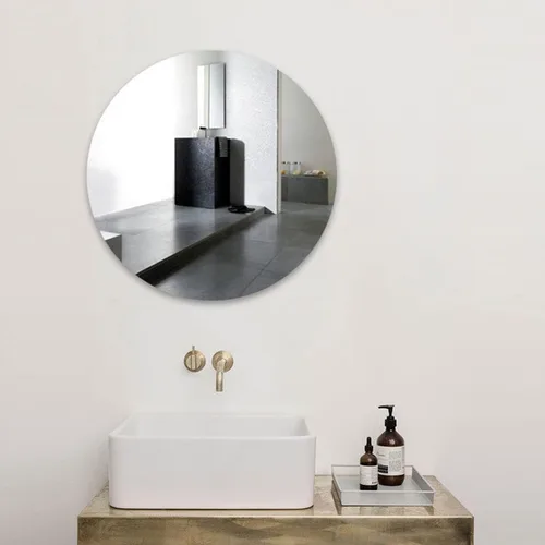 Vista 7 de Espejo redondo de vidrio de 12 pulgadas, espejo circular de maquillaje grande HD para decoración de pared, baño, dormitorio, tocador, sala de estar