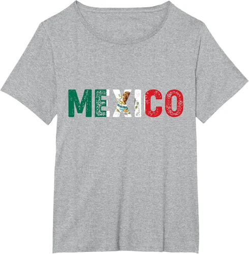 Vista 16 de Camiseta con texto en inglés «Mexico Vintage Letras» como bandera mexicana, Negro