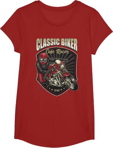 Vista 48 de Camiseta de motocicleta clásica Biker Cafe Racer para hombre, Negro, S