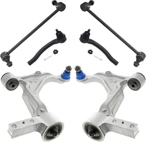 Vista 100 de Detroit Axle - Kit de extremo delantero para Chrysler 300 Dodge Charger 2011-2023 Challenger, 2 Lower Rearward Control Arms 2 Outer Tie Rods 2