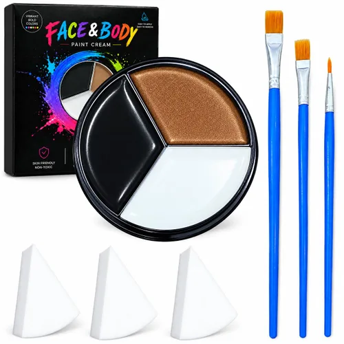 Vista 6 de Paleta de pintura corporal de cara azul Maquillaje de Halloween Kit de Maquillaje H Blue